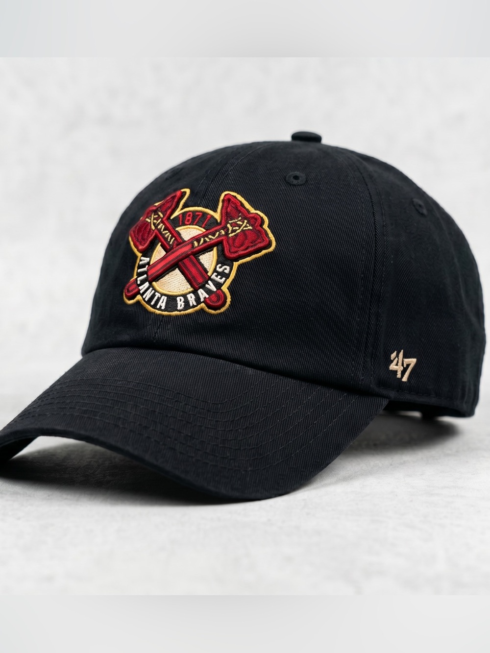 Atlanta Braves ‘47 Brand Navy Blue Embroidered Logo Baseball Cap Hat Adjustable